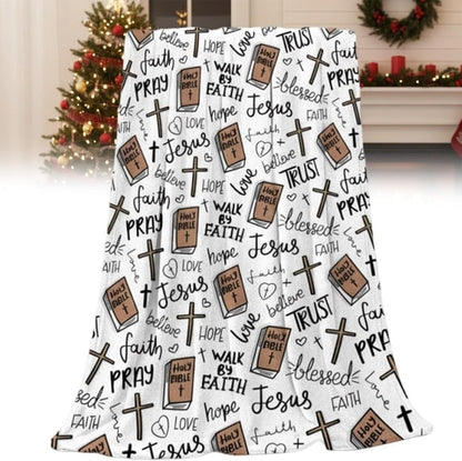 Christian Cross Throw Blanket – Soft Faith-Inspired Fleece for Home