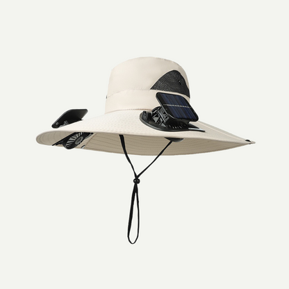 Outdoor Wide Brim Sun Hat With Solar Fan