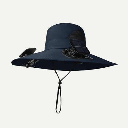 Outdoor Wide Brim Sun Hat With Solar Fan