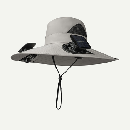Outdoor Wide Brim Sun Hat With Solar Fan