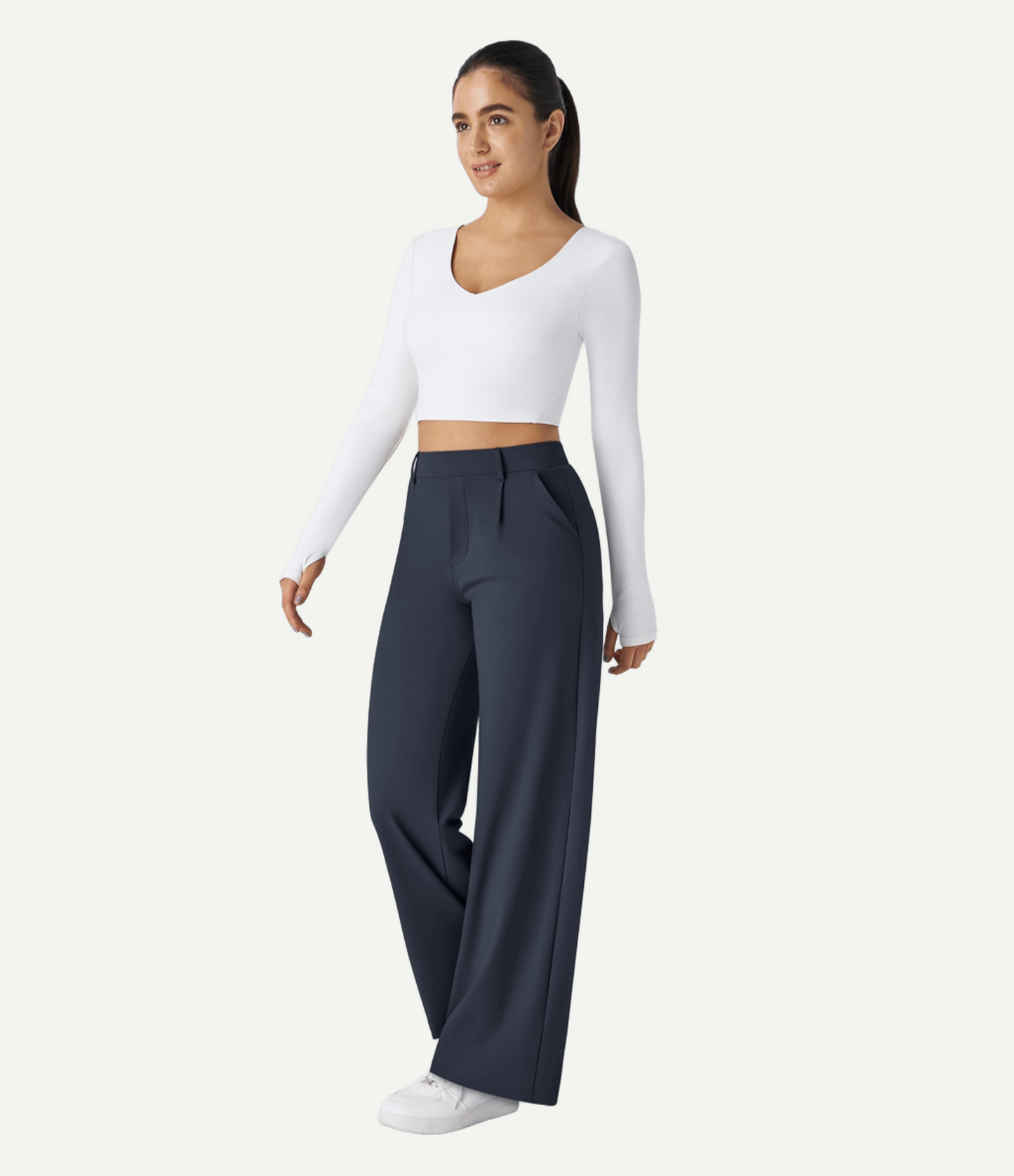 High Waisted Pocket Straight Leg Work Pants