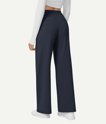 High Waisted Pocket Straight Leg Work Pants