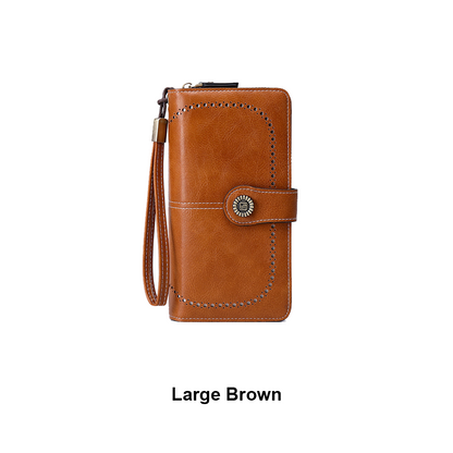 Small Women’s Leather Bifold Wallet with RFID & Zipper Coin Pocket