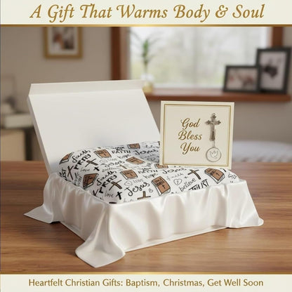 Christian Cross Throw Blanket – Soft Faith-Inspired Fleece for Home