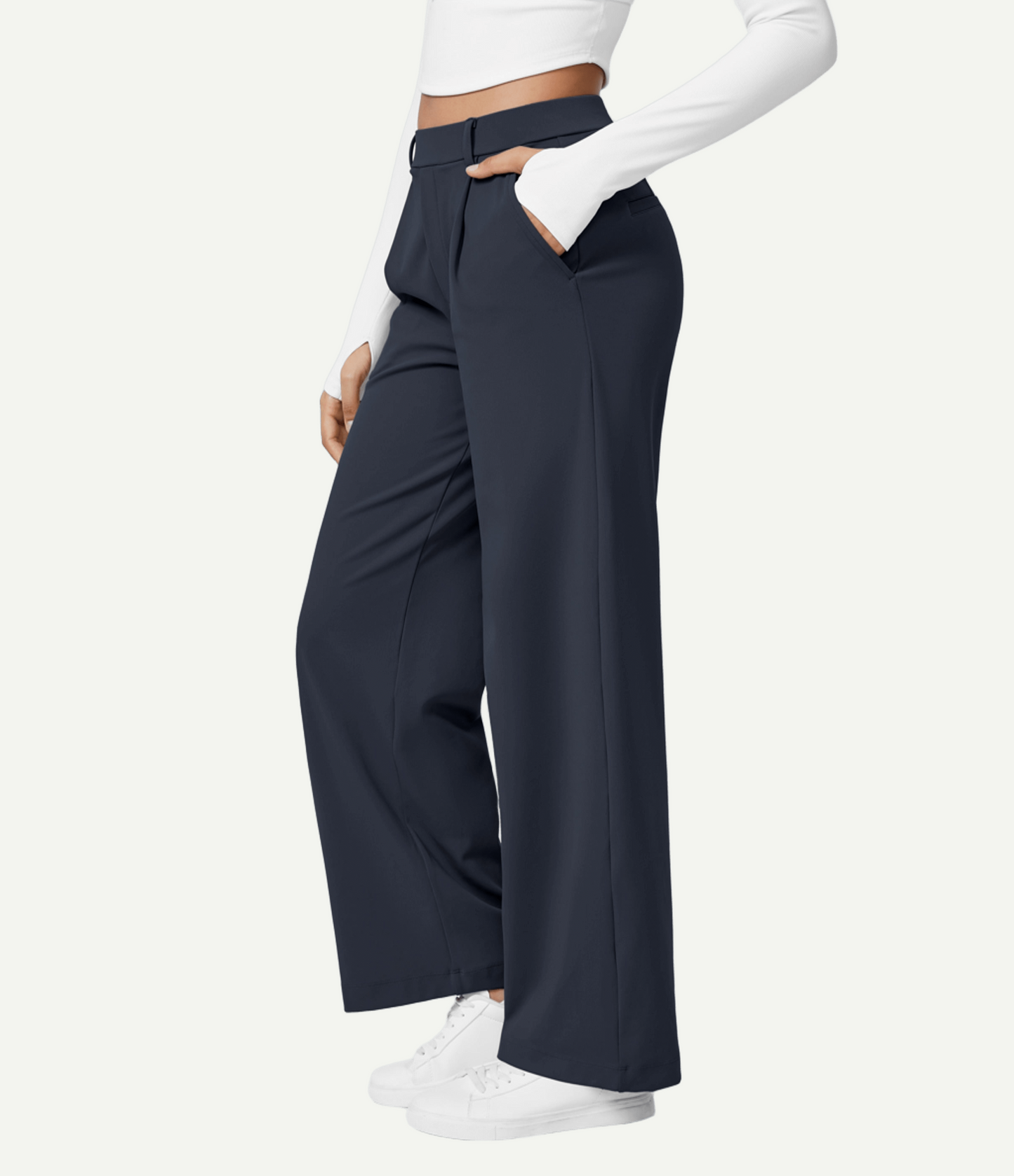 High Waisted Pocket Straight Leg Work Pants