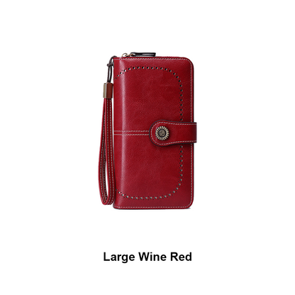 Small Women’s Leather Bifold Wallet with RFID & Zipper Coin Pocket