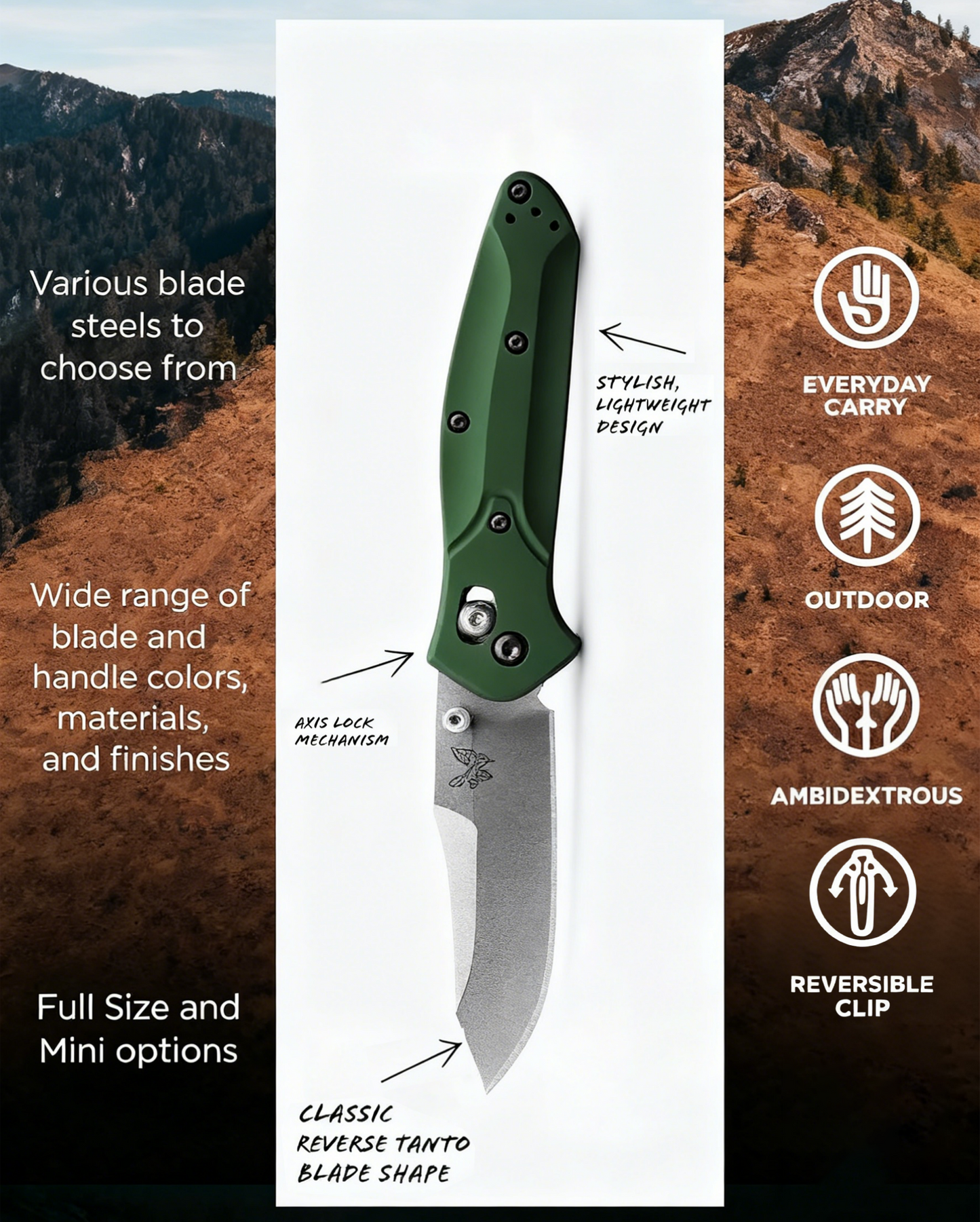 BM 940 Osborne – Legendary EDC Tool | Green Aluminum & Carbon Fiber