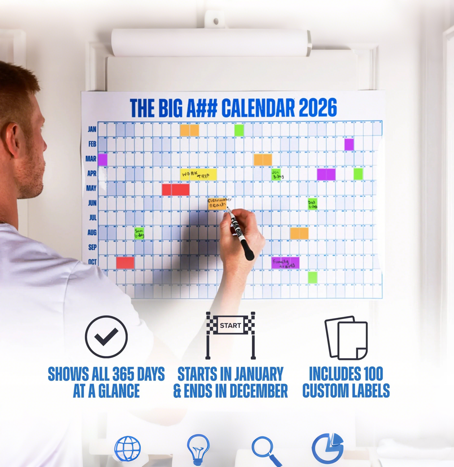 2026 The Mini Big A## Dry Erase Wall Calendar with Stickers
