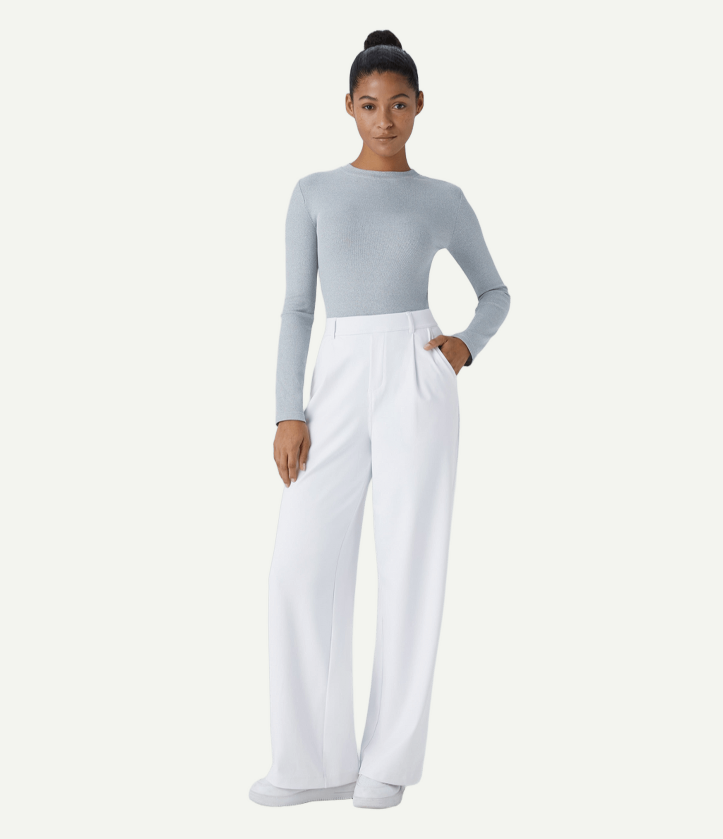 High Waisted Pocket Straight Leg Work Pants