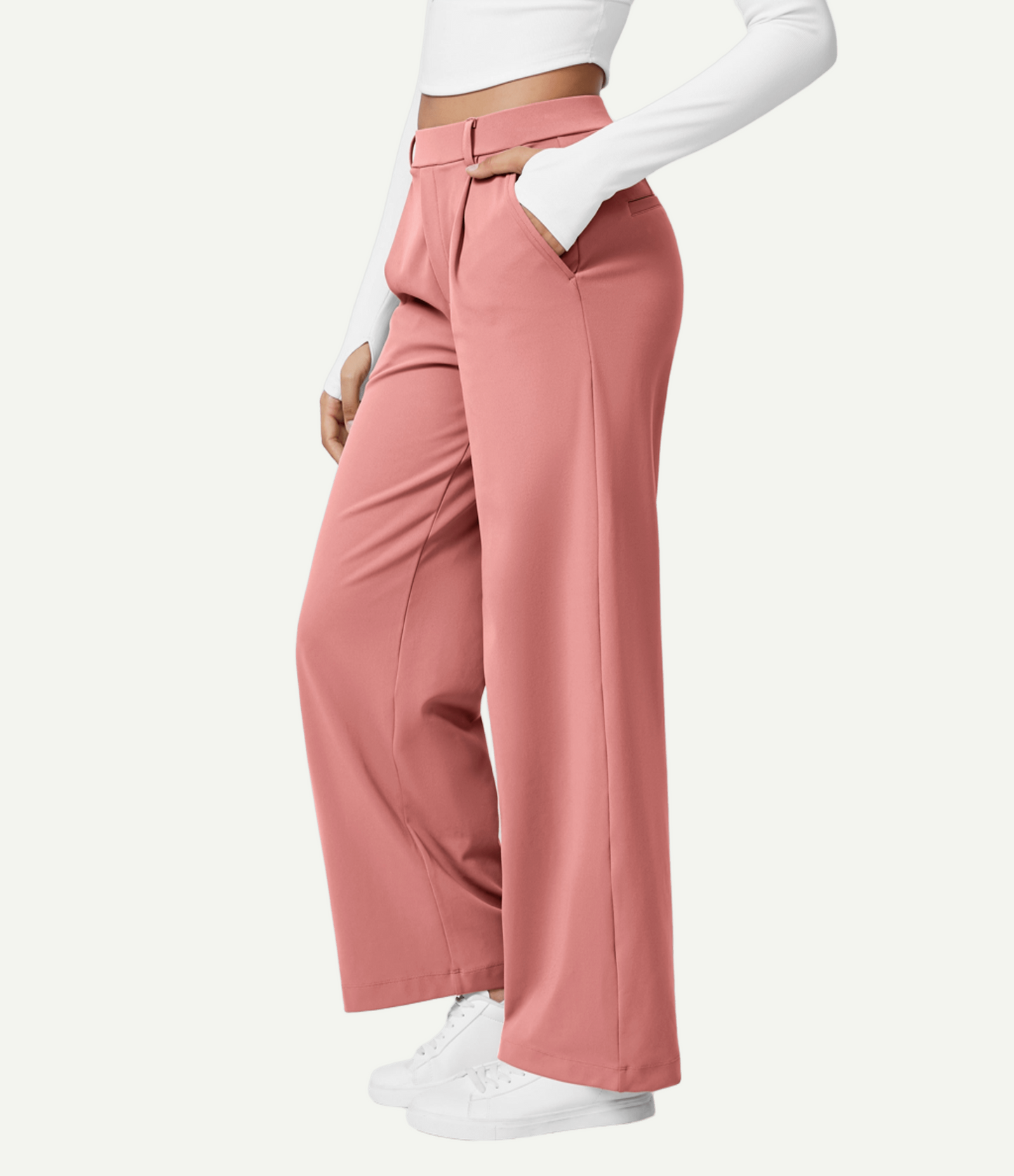 High Waisted Pocket Straight Leg Work Pants