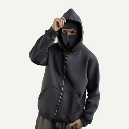Double Hooded Zip Jacket Wind-resistant Winter Hoodies for Men
