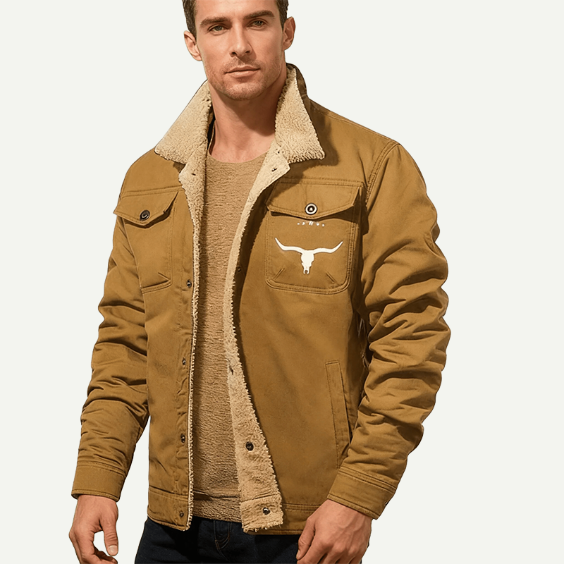 Men’s Retro Western Fleece Jacket – Warm, Rugged & Timeless Style