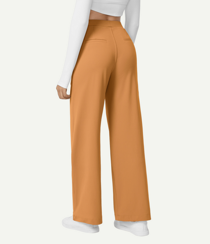High Waisted Pocket Straight Leg Work Pants