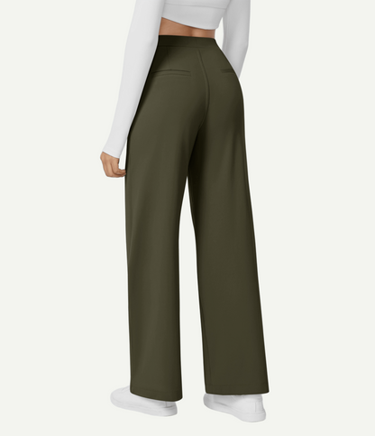 High Waisted Pocket Straight Leg Work Pants
