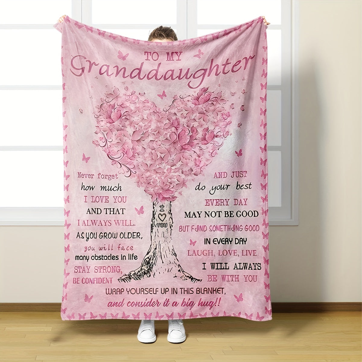 "To My Granddaughter" Soft Sherpa Blanket