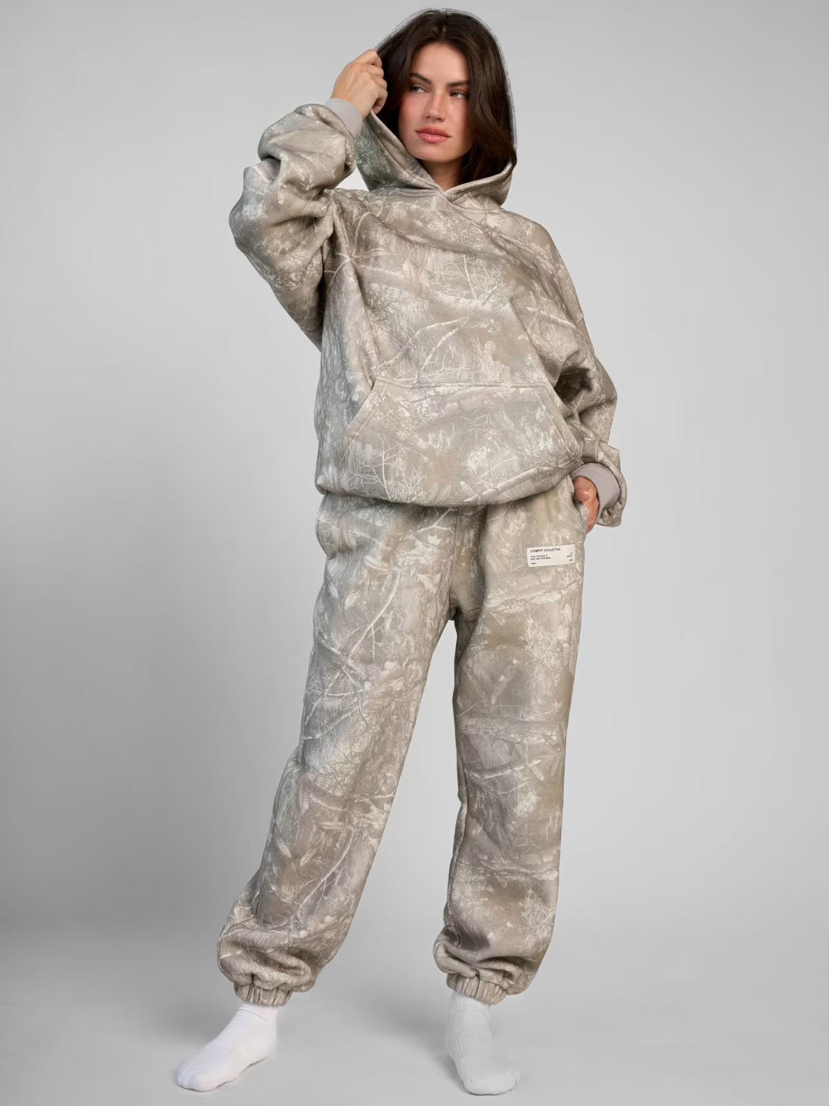 3D Leaf Print Athletic 2-Piece Set