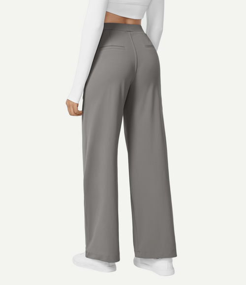 High Waisted Pocket Straight Leg Work Pants