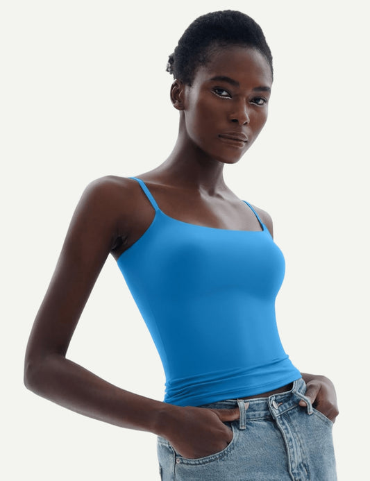 Women's Square Neck Tank Top Adjustable Spaghetti Straps Sleeveless