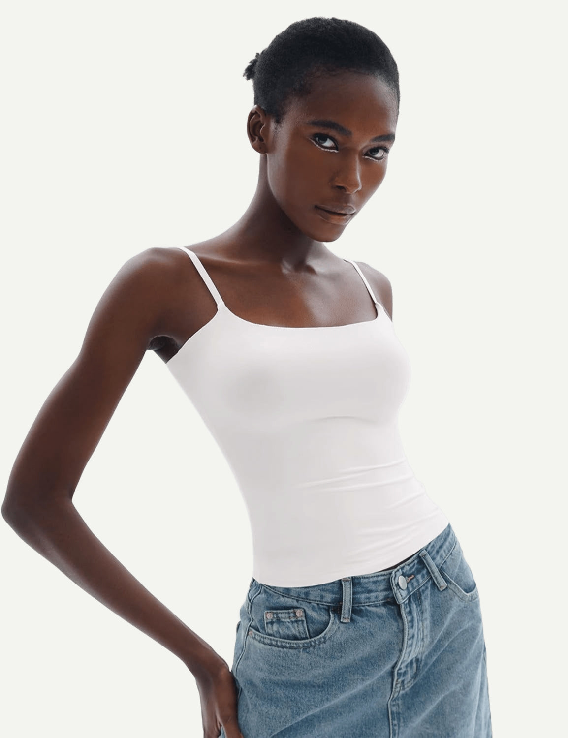 Women's Square Neck Tank Top Adjustable Spaghetti Straps Sleeveless