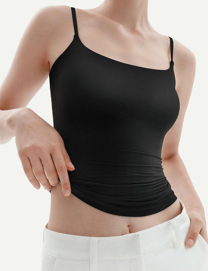 Women's Square Neck Tank Top Adjustable Spaghetti Straps Sleeveless