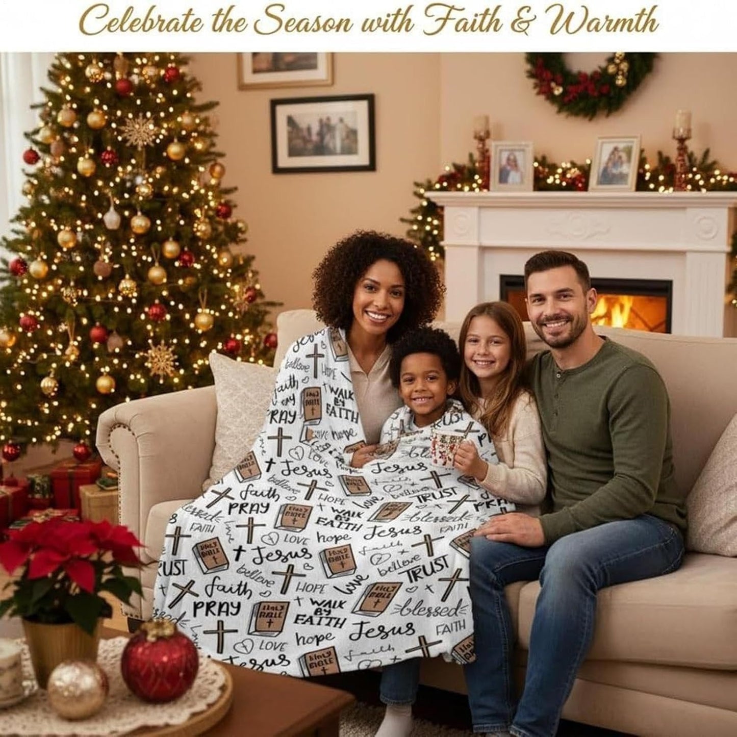 Christian Cross Throw Blanket – Soft Faith-Inspired Fleece for Home