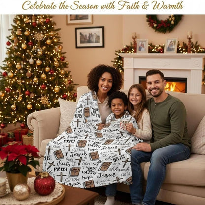 Christian Cross Throw Blanket – Soft Faith-Inspired Fleece for Home
