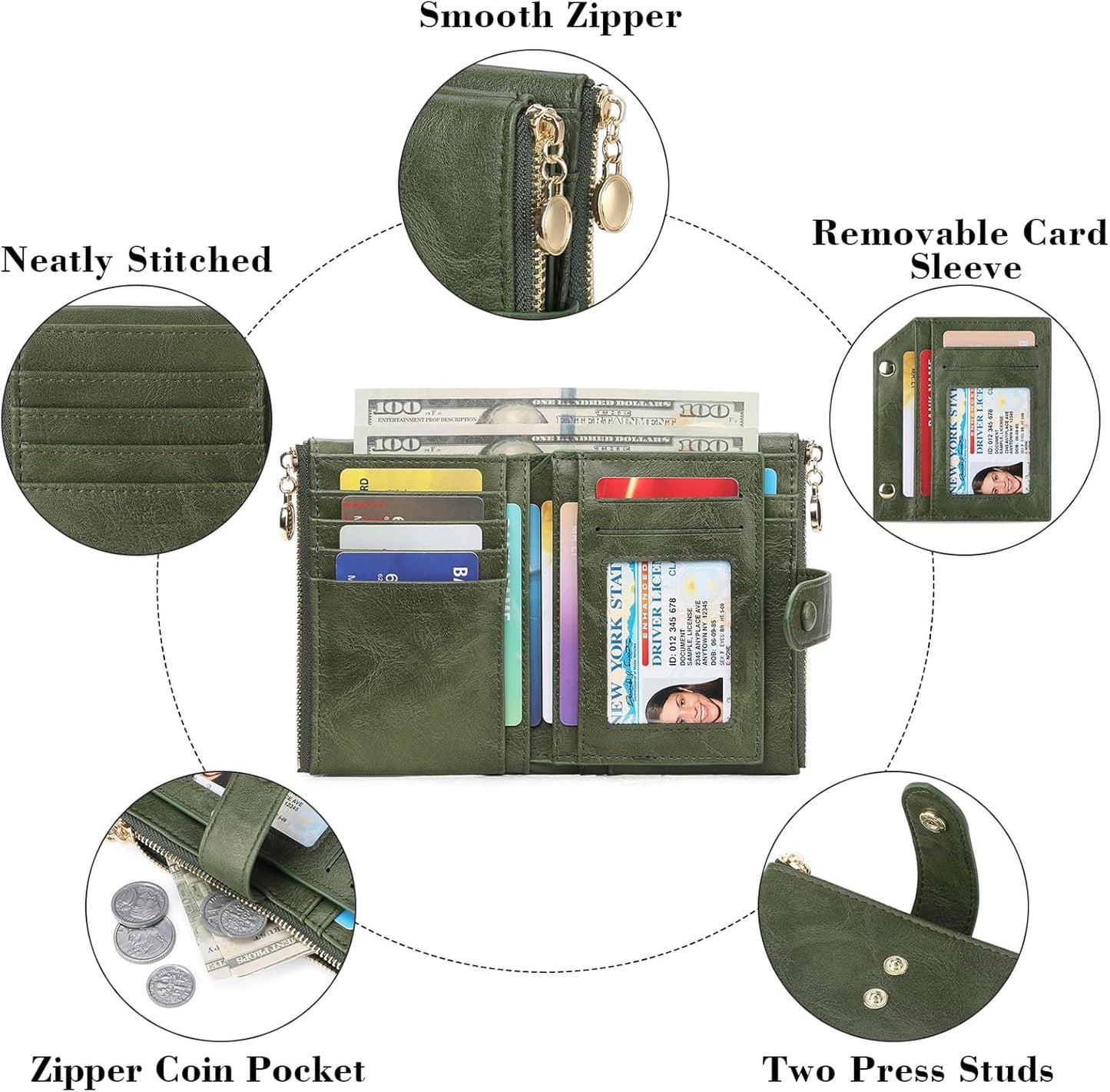 Women’s Small Tri-Fold Wallet – 18 Card Slots, Compact Design