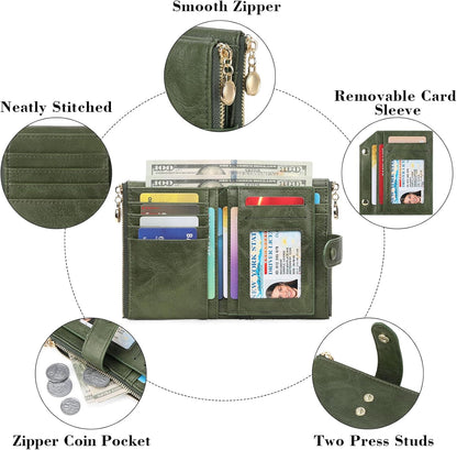 Women’s Small Tri-Fold Wallet – 18 Card Slots, Compact Design