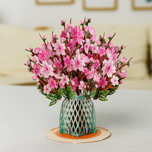 3D Cherry Blossom Flower Bouquet Pop Up Card
