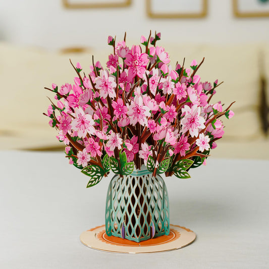 3D Cherry Blossom Flower Bouquet Pop Up Card