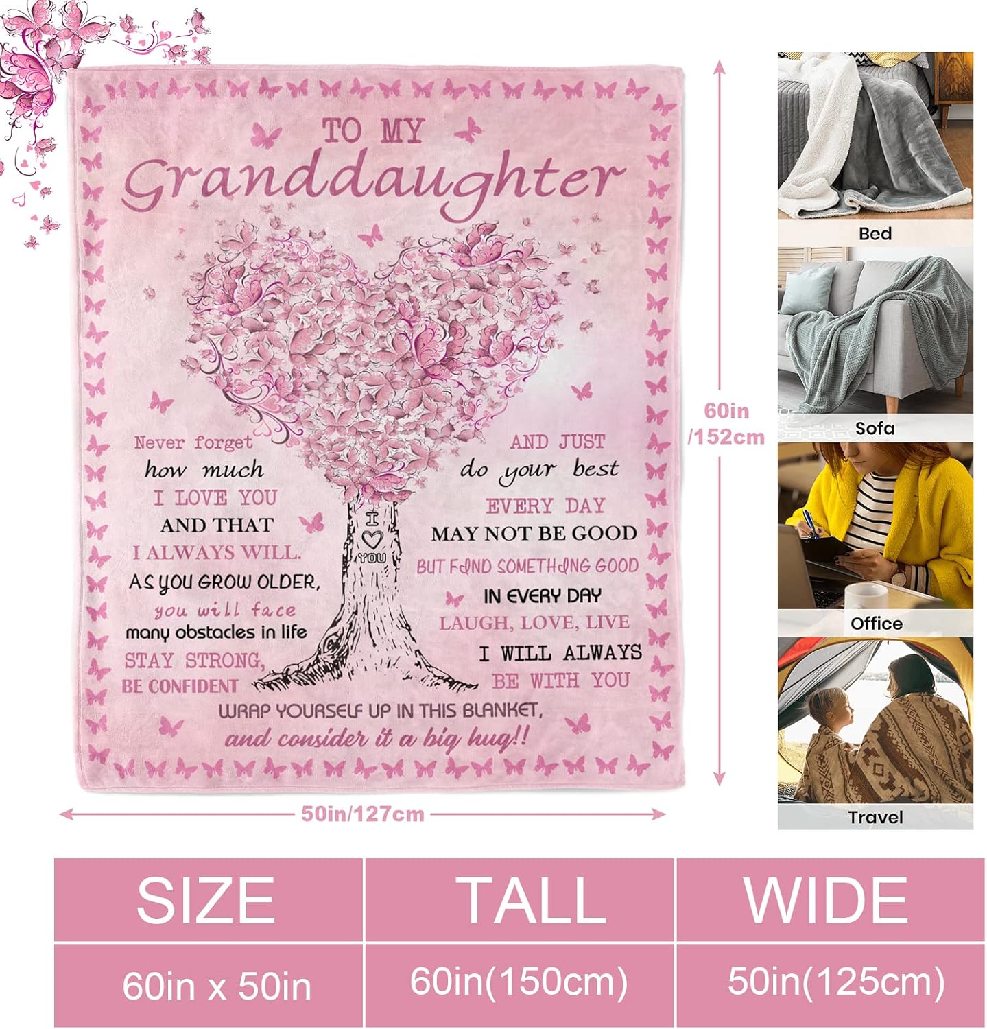 "To My Granddaughter" Soft Sherpa Blanket