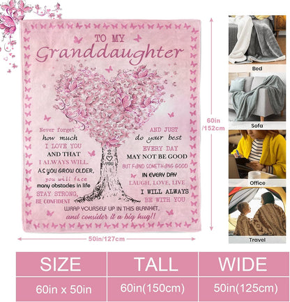 "To My Granddaughter" Soft Sherpa Blanket