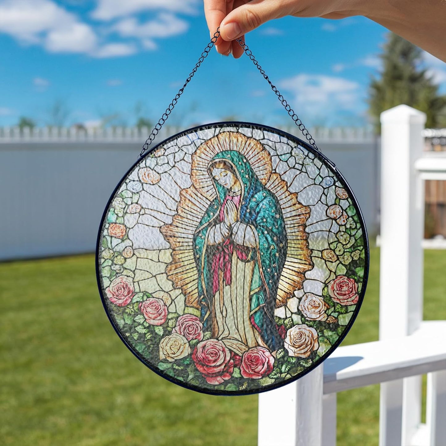Our Lady of Guadalupe Faux Stained Glass Catholic Suncatcher
