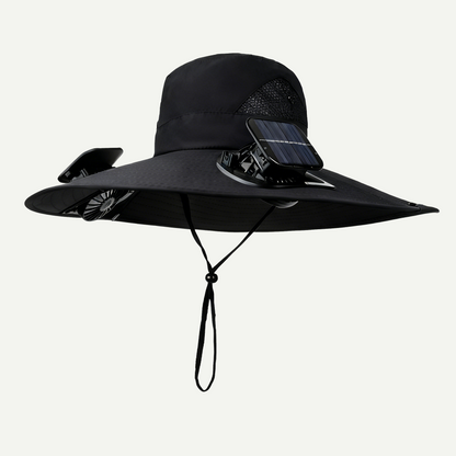 Outdoor Wide Brim Sun Hat With Solar Fan