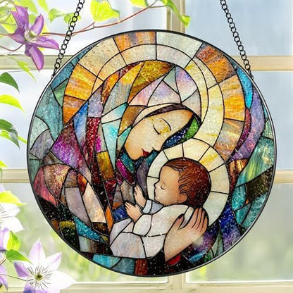 Our Lady of Guadalupe Faux Stained Glass Catholic Suncatcher