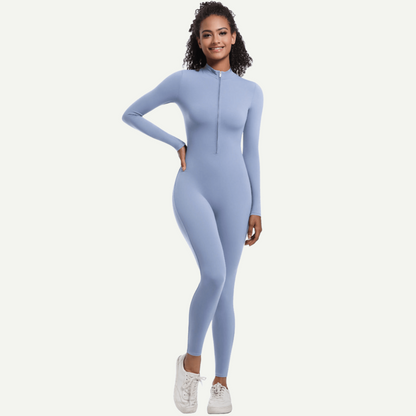 Zipper High Elastic Solid Color Long Yoga Clothes