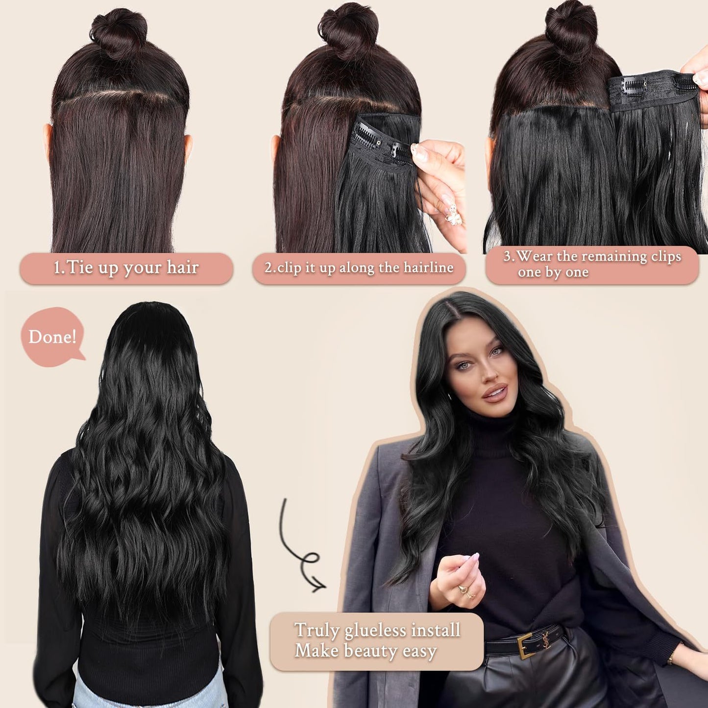 QBeauty 4pcs Clip In Hair Extensions