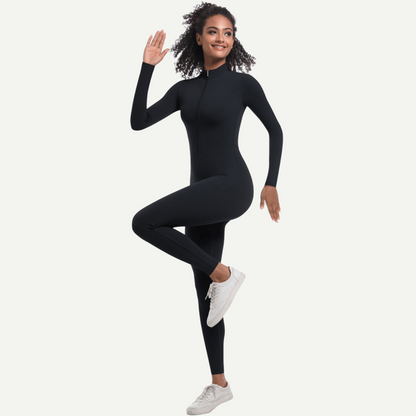 Zipper High Elastic Solid Color Long Yoga Clothes