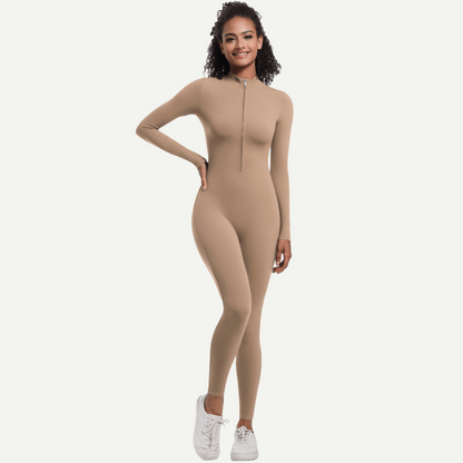 Zipper High Elastic Solid Color Long Yoga Clothes