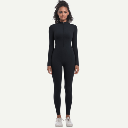 Zipper High Elastic Solid Color Long Yoga Clothes