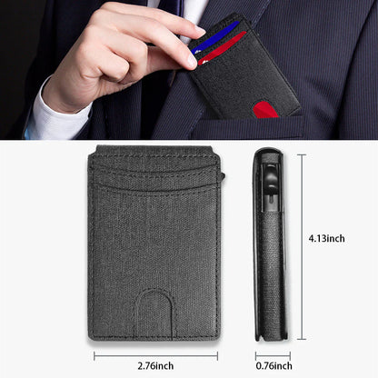 Men's Business Wallet Credit Card Holder Pop Up Smart RFlD Blocking Slim Leather
