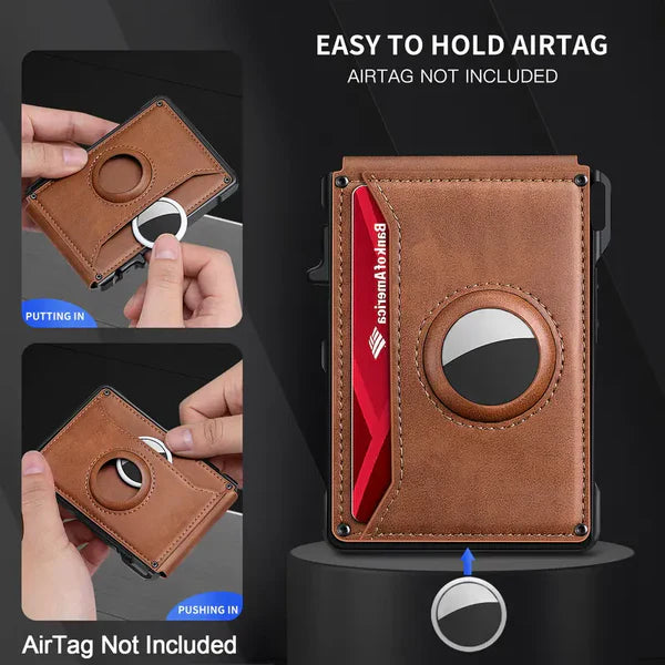 Men's Business Wallet Credit Card Holder Pop Up Smart RFlD Blocking Slim Leather