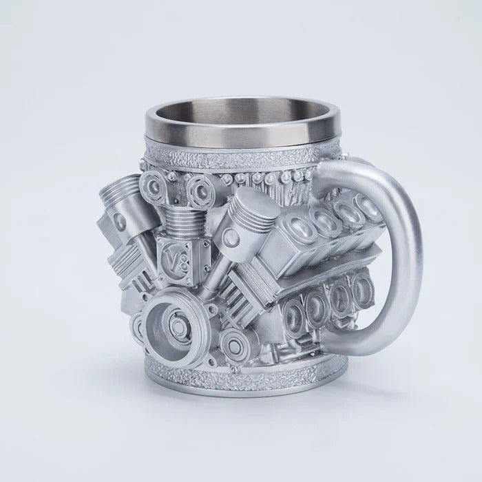 V6/V8 3D Engine Stainless Steel Mug — Rev Up Your Morning