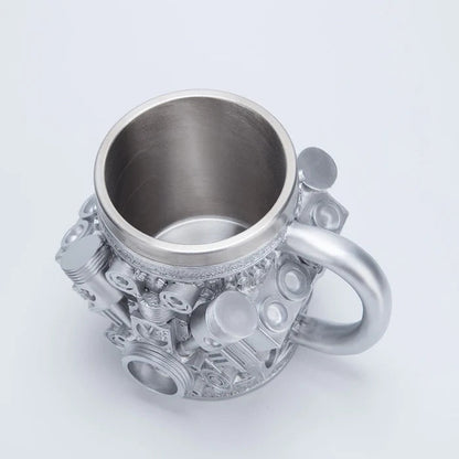 V6/V8 3D Engine Stainless Steel Mug — Rev Up Your Morning