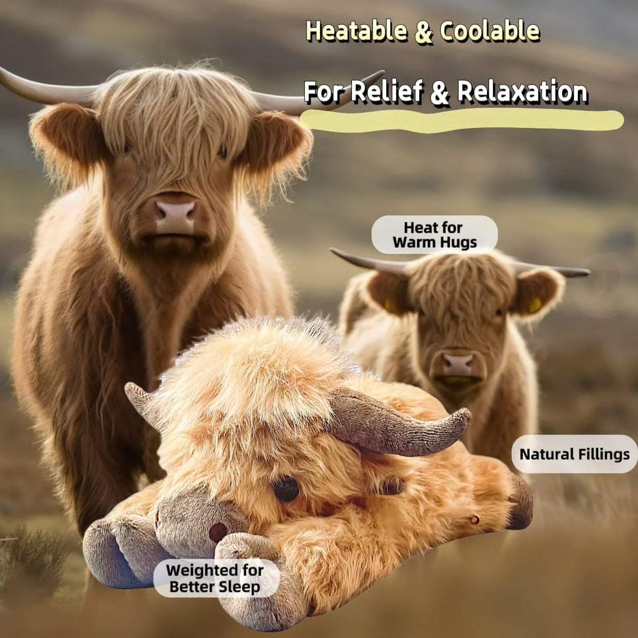 Weighted Highland Cow Plush — Your Softest Daily Comfort Companion