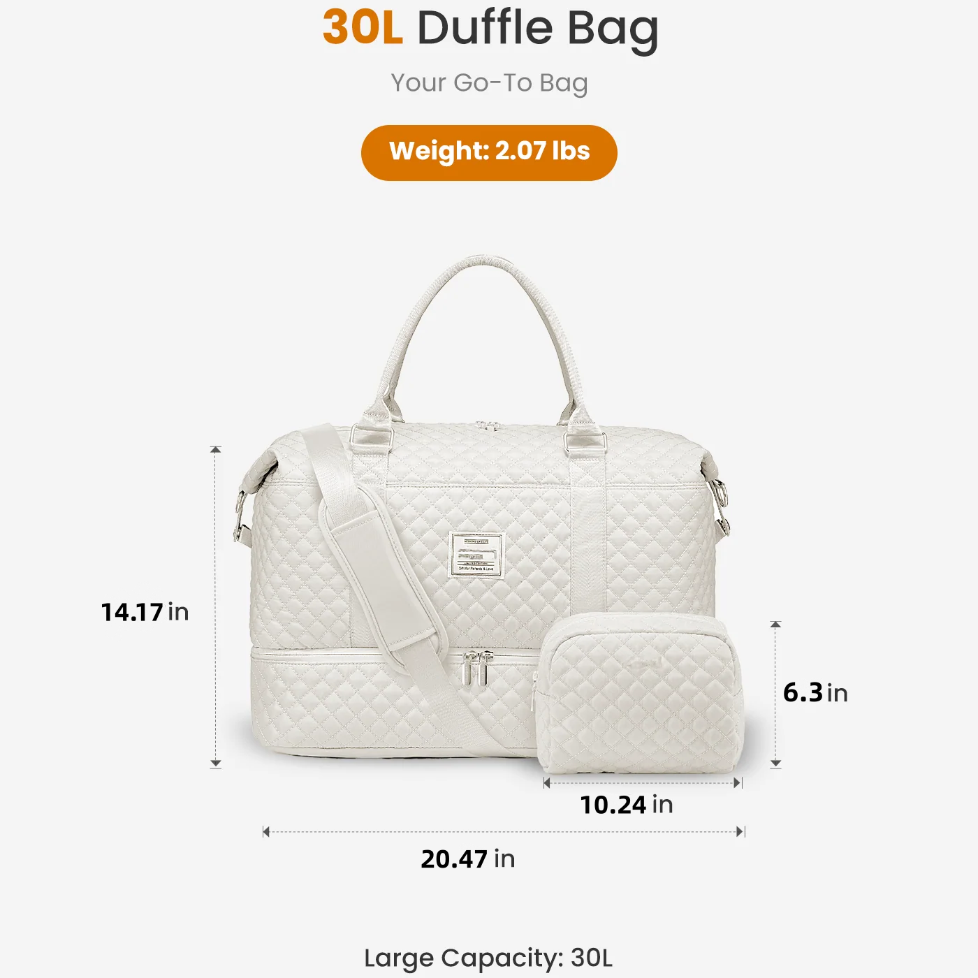 2Pcs Aril Travel Duffel Bag – Shoe Compartment + Toiletry Organizer