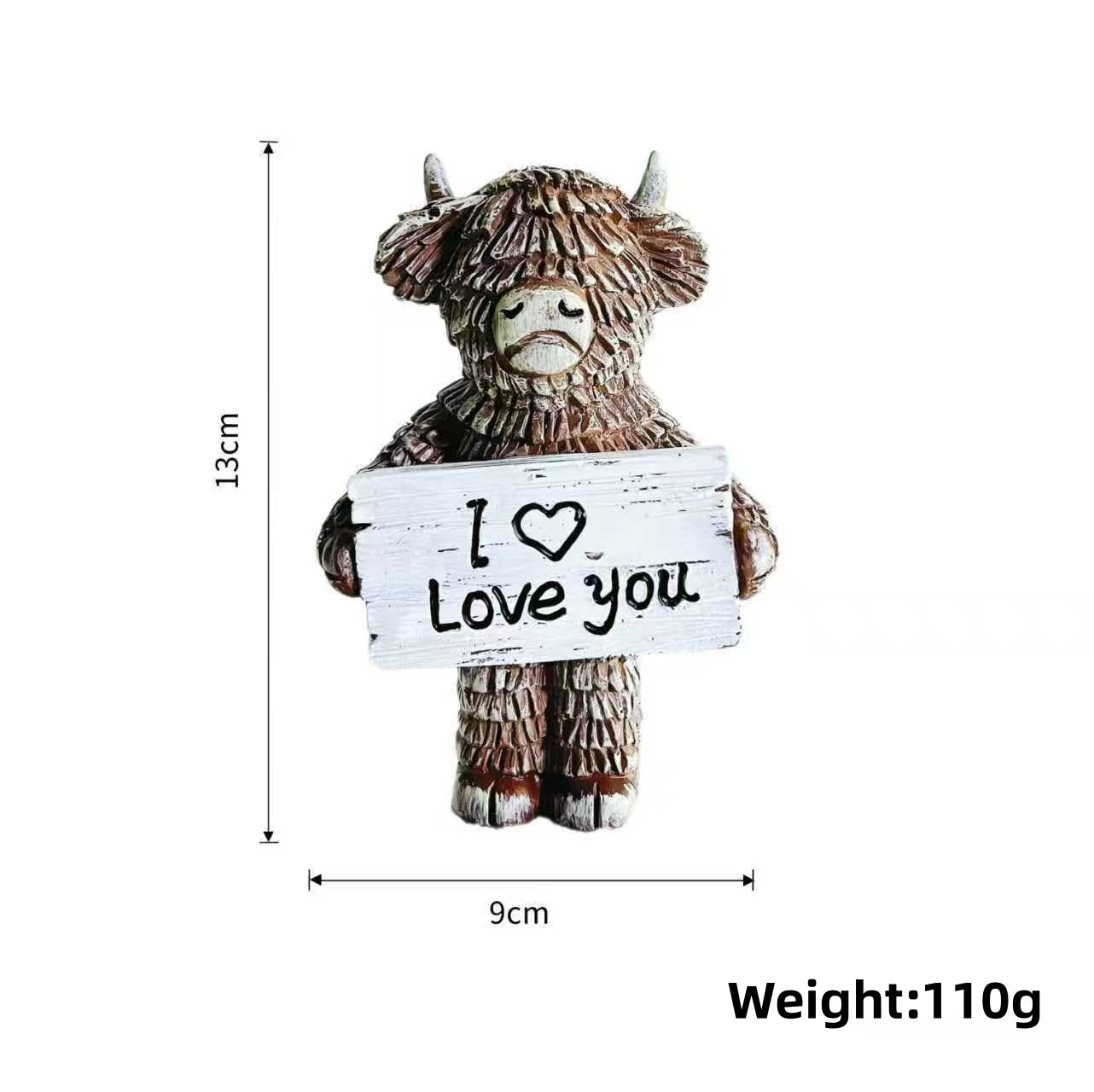 🐮 Highland Cow Figurine — I Love You
