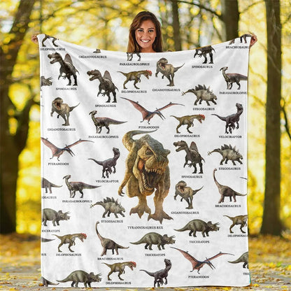 3D Dinosaur Fleece Blanket – Plush Sherpa Reversible Throw for Kids & Adults