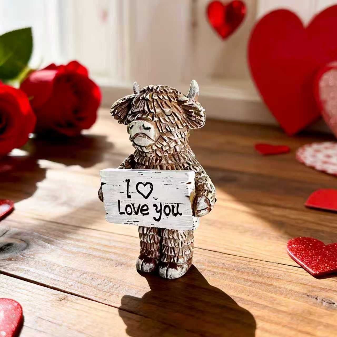 🐮 Highland Cow Figurine — I Love You