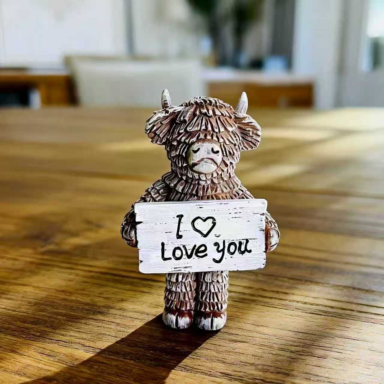 🐮 Highland Cow Figurine — I Love You